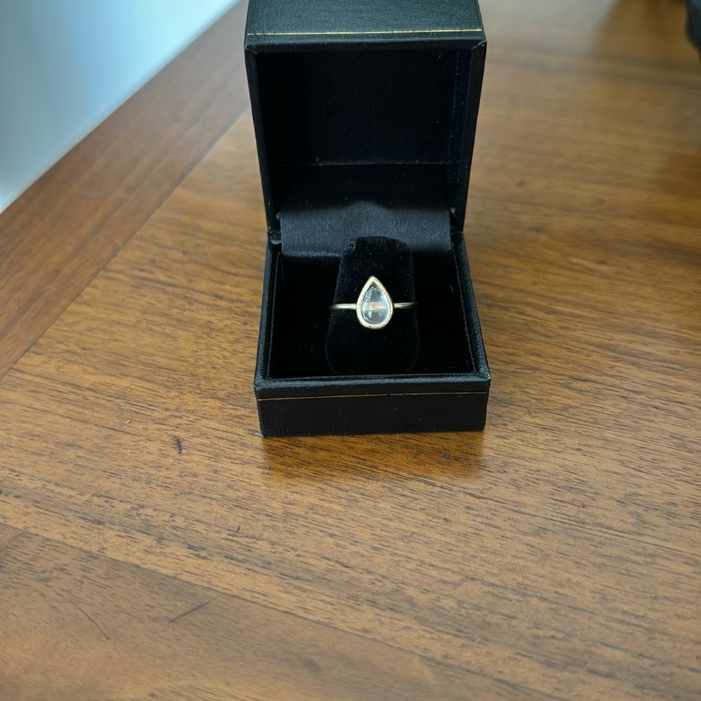 Jacquie Aiche 14K Yellow Gold Pear Shape Moonstone Bezel Waif Ring